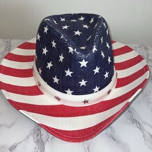 USA flag straw hat